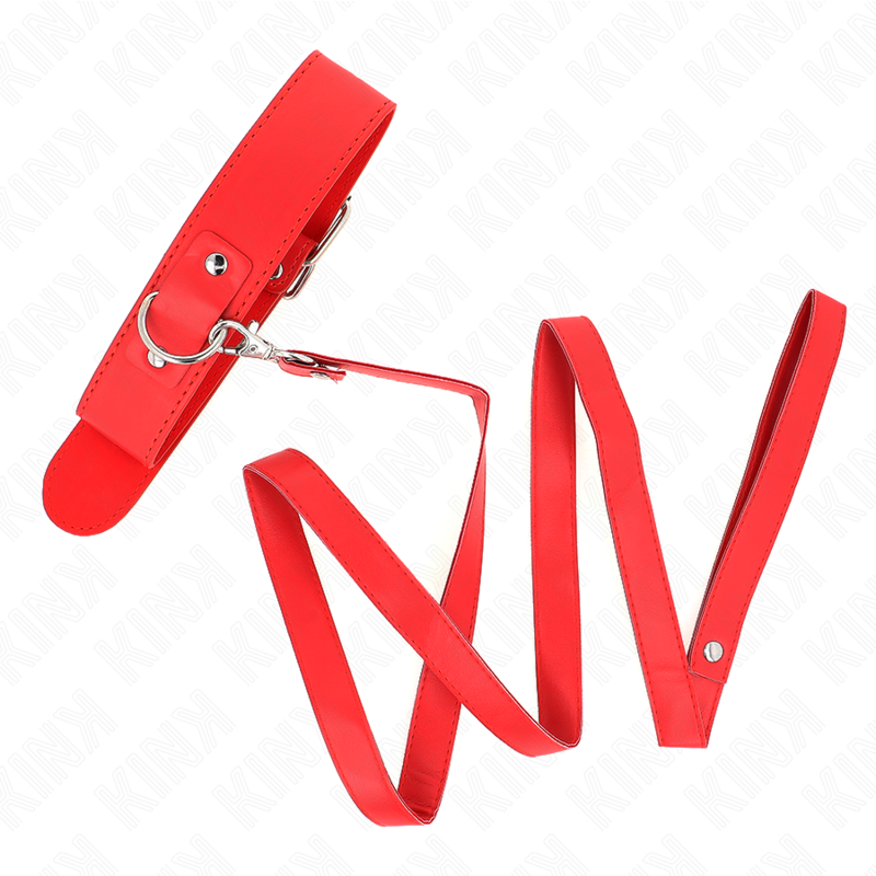 KINK - COLAR COM TRELA 116 CM FINO VERMELHO AJUSTÁVEL 32-50 CM X 8 CM