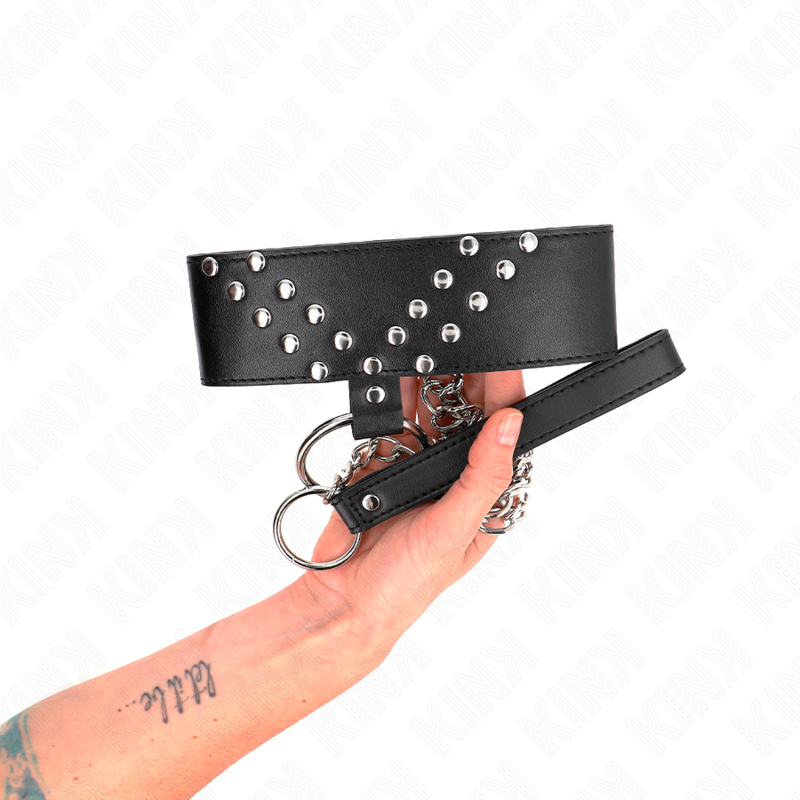 KINK - COLAR COM TRELA 65 CM COM REBITE EM V AJUSTÁVEL 36-43 CM X 5 CM
