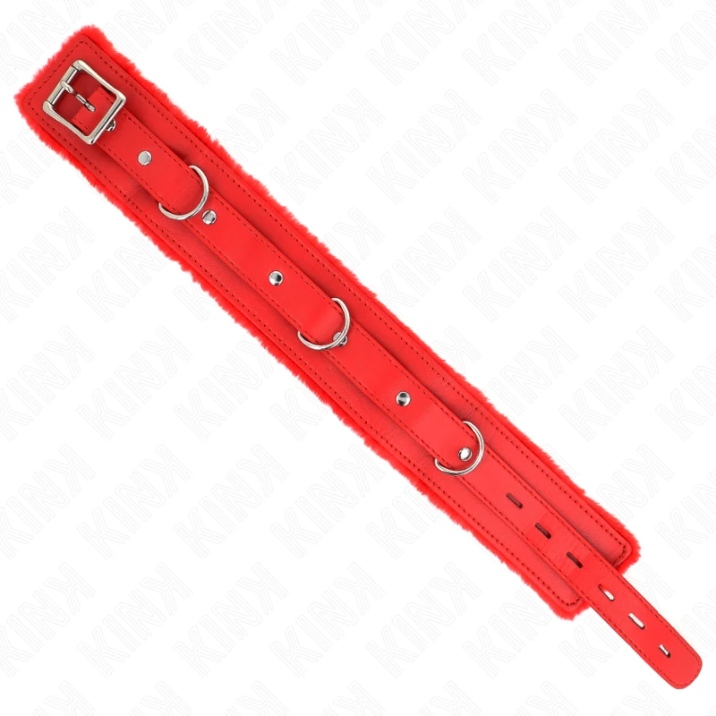 COLAR COM CORREIA 65 CM COM RESTRIÇÕES VERMELHO AJUSTÁVEL 36-42 CM X 5,5 CM - Sex Shop Sexy