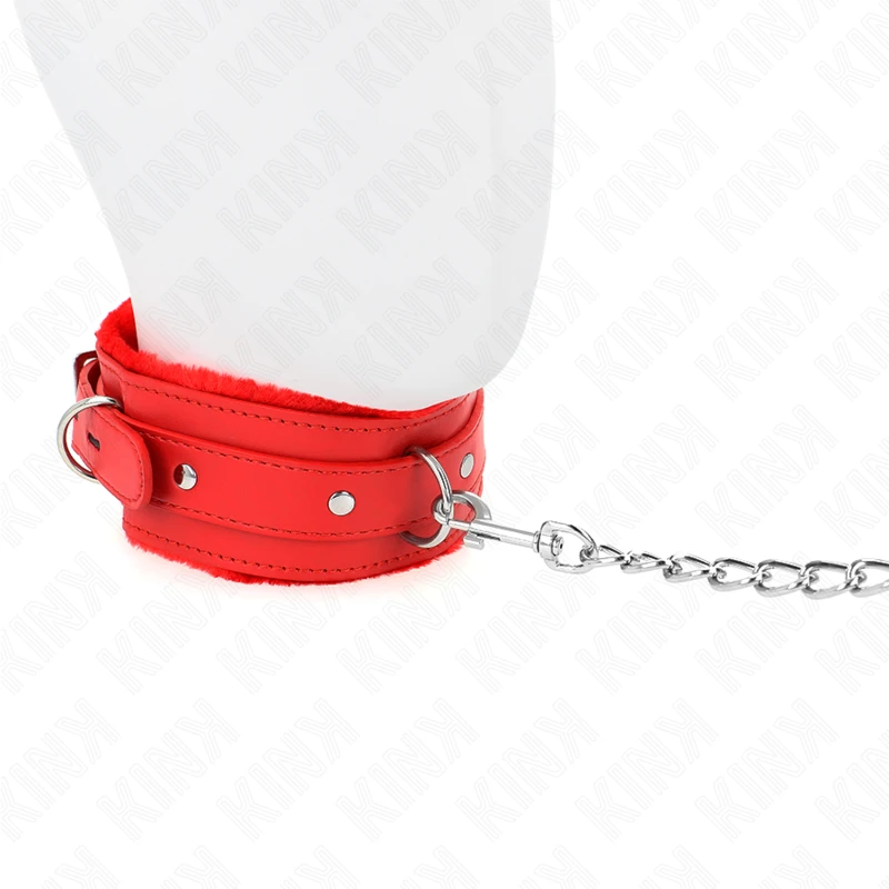COLAR COM CORREIA 65 CM COM RESTRIÇÕES VERMELHO AJUSTÁVEL 36-42 CM X 5,5 CM - Sex Shop Sexy