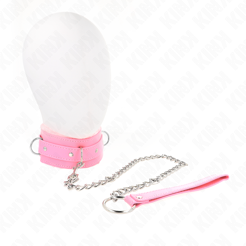 KINK - COLAR COM TRELA 65 CM COM RESTRIÇÕES ROSA AJUSTÁVEL 36-42 CM X 5.5 CM