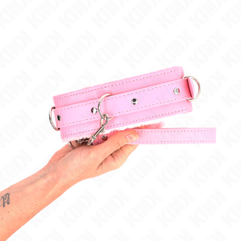 KINK - COLAR COM TRELA 65 CM COM RESTRIÇÕES ROSA AJUSTÁVEL 36-42 CM X 5.5 CM