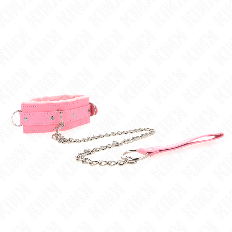 KINK - COLAR COM TRELA 65 CM COM RESTRIÇÕES ROSA AJUSTÁVEL 36-42 CM X 5.5 CM