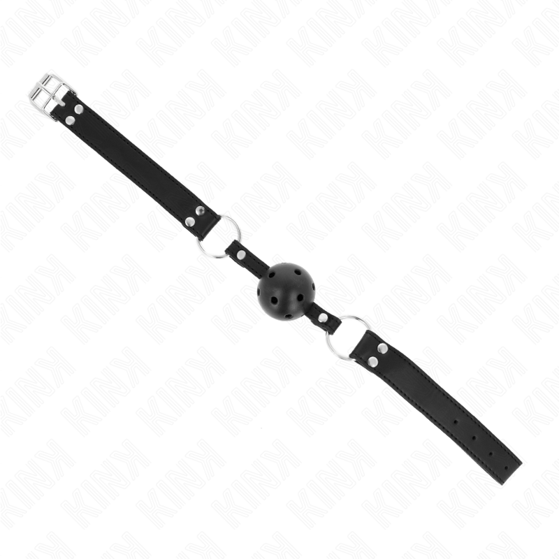 KINK - MORDAÇA DE BOLA 4 CM TRANSPIRÁVEL COM DUPLO REBITE MODELO 1 PRETA 62 X 2.5 CM AJUSTÁVEL 42-58 CM