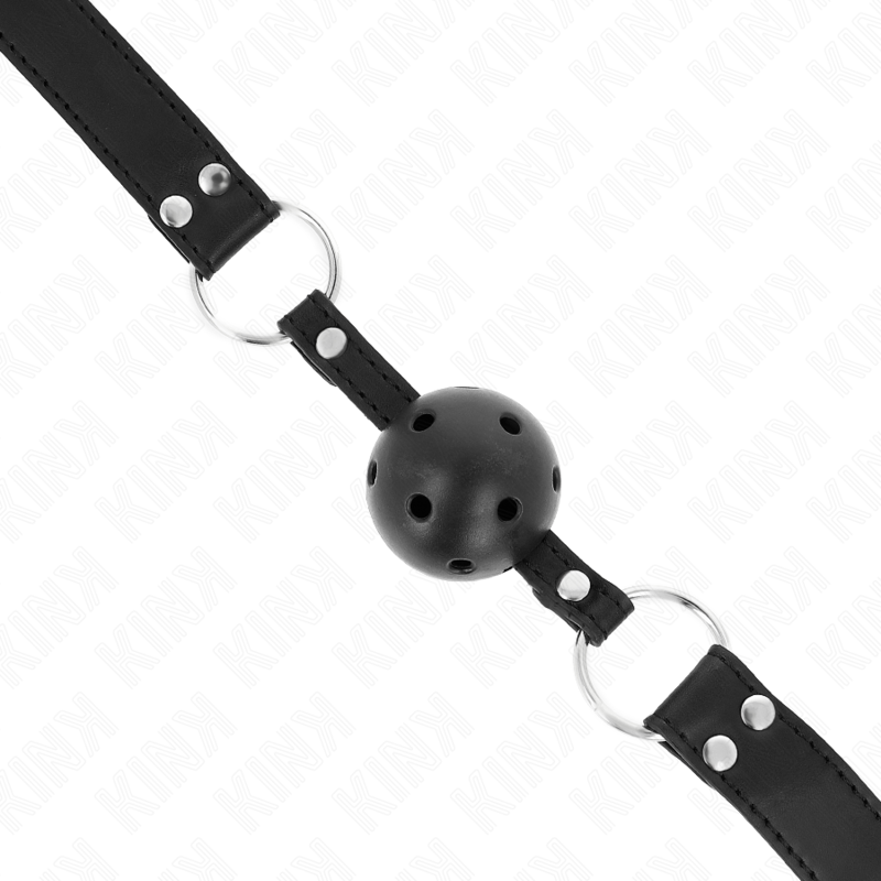 KINK - MORDAÇA DE BOLA 4 CM TRANSPIRÁVEL COM DUPLO REBITE MODELO 1 PRETA 62 X 2.5 CM AJUSTÁVEL 42-58 CM