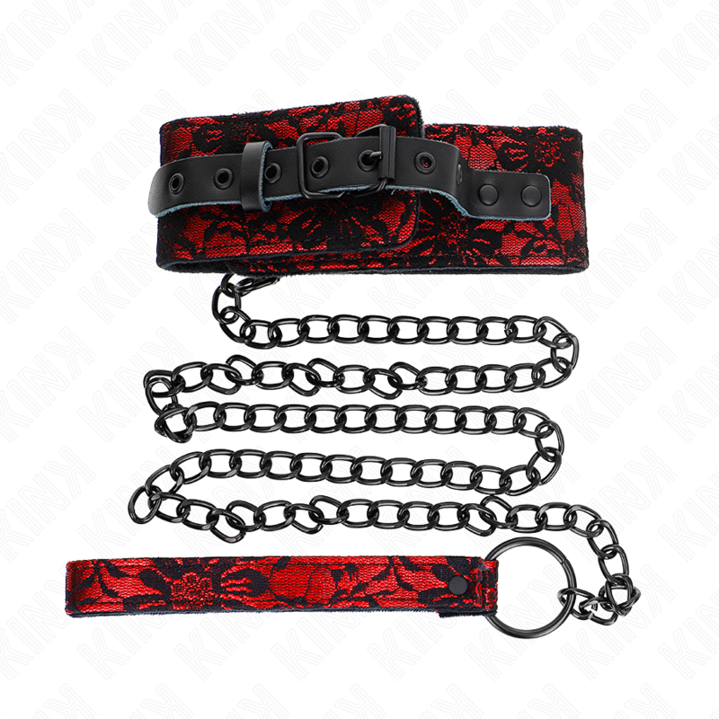 KINK - COLAR COM TRELA 105 CM EM RENDA COM CINTO DE COURO GENUÍNO 44 X 5.5 CM
