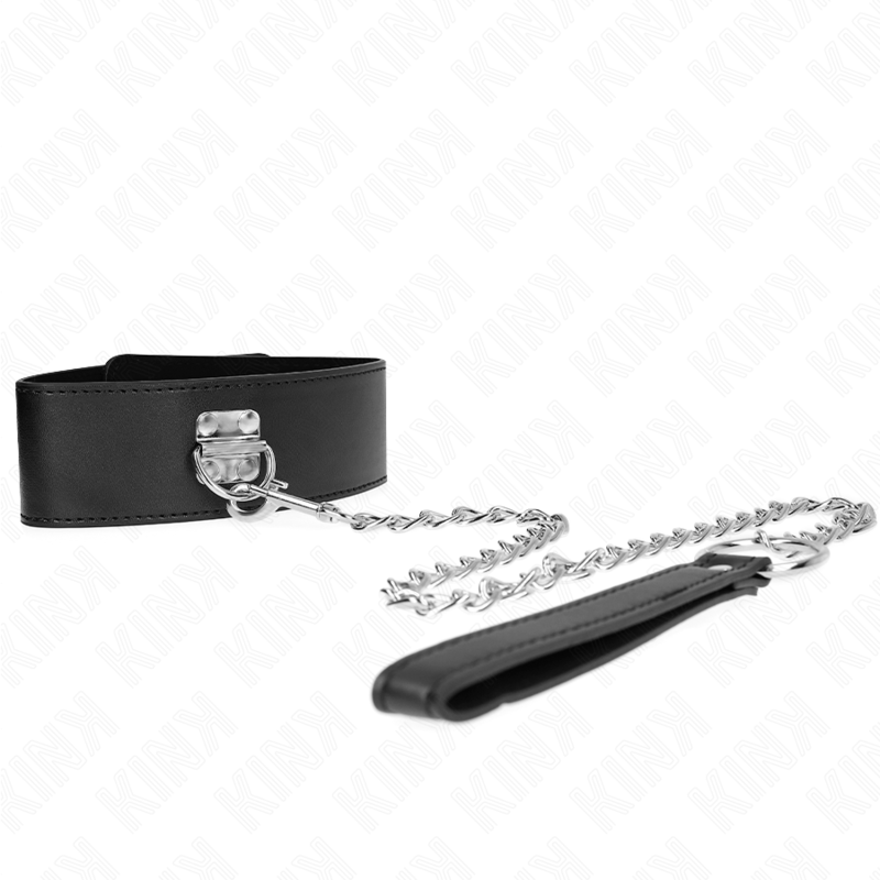 KINK - COLAR COM TRELA 65 CM LARGO PRETO AJUSTÁVEL 33.5-41 CM X 5 CM