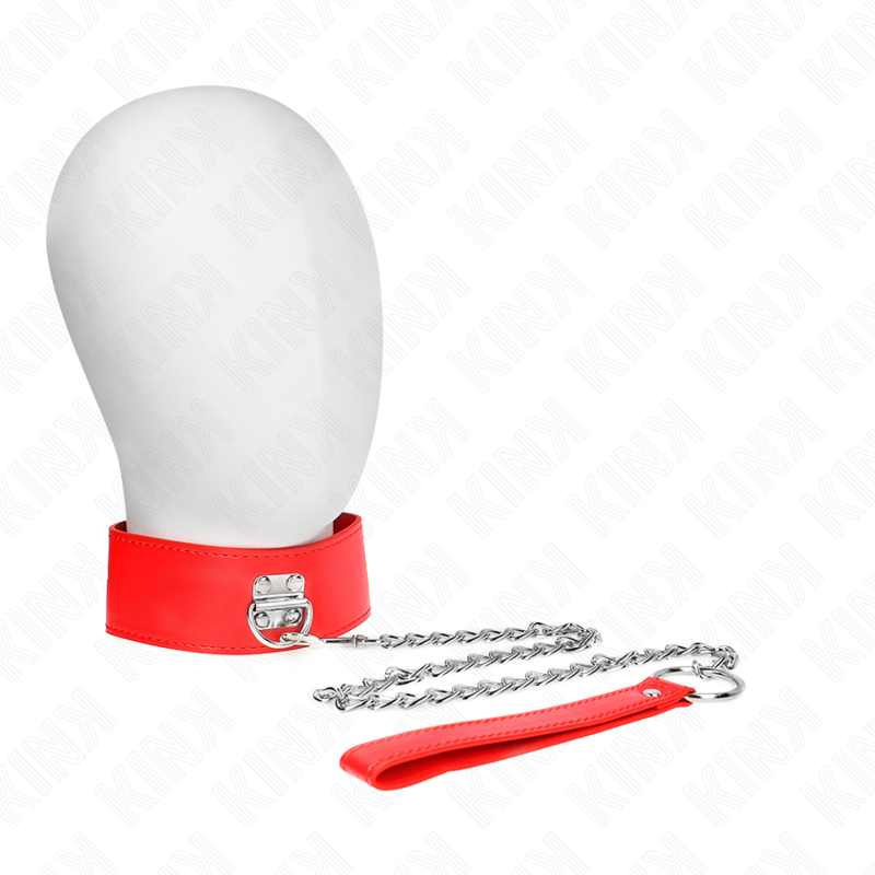 KINK - COLAR COM TRELA 65 CM LARGO VERMELHO AJUSTÁVEL 33.5-41 CM X 5 CM
