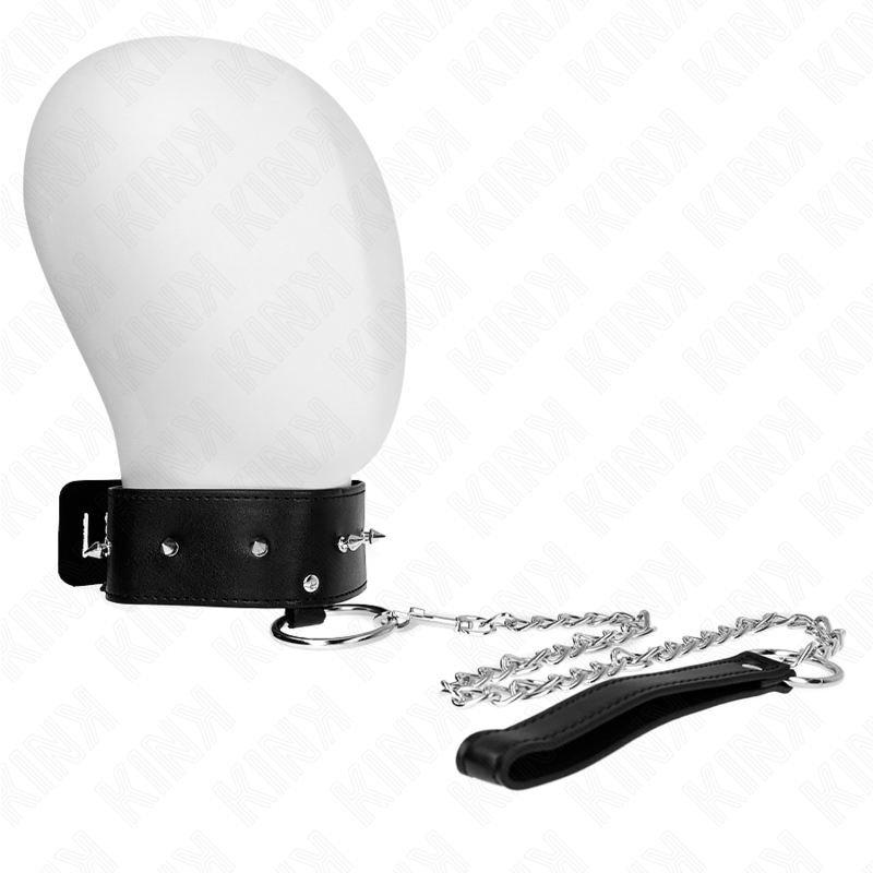 KINK - COLAR COM TRELA 65 CM COM TACHAS PRATEADAS MODELO 2 AJUSTÁVEL 36-43 CM X 5 CM