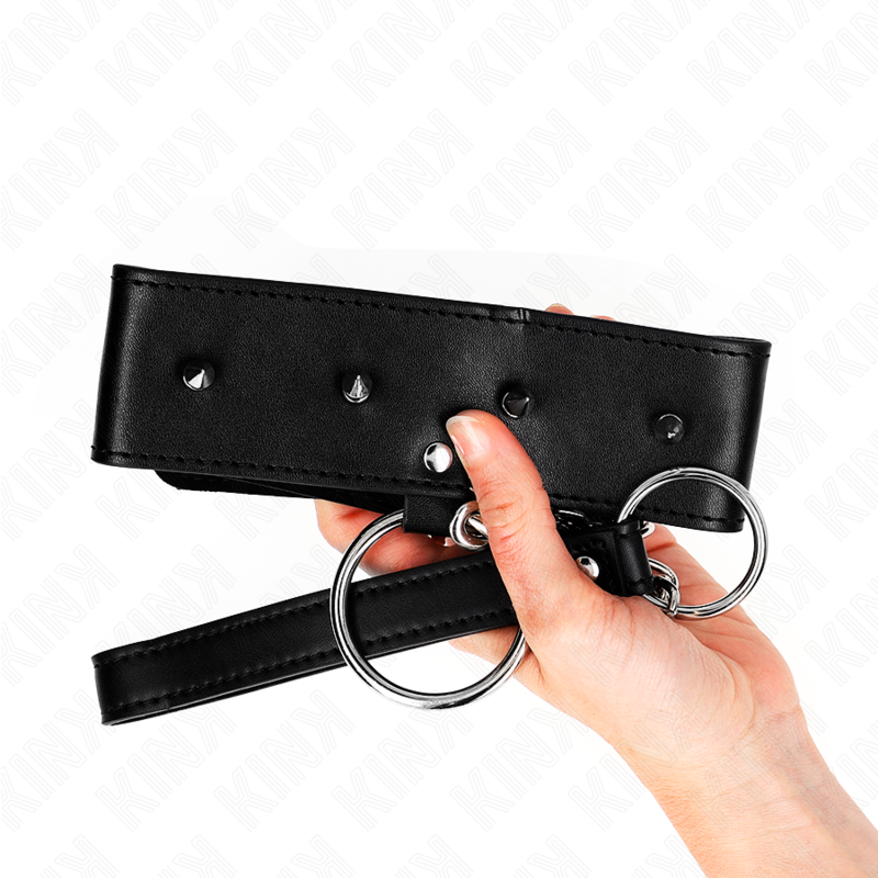 KINK - COLAR COM TRELA 65 CM COM TACHAS PRATEADAS MODELO 2 AJUSTÁVEL 36-43 CM X 5 CM