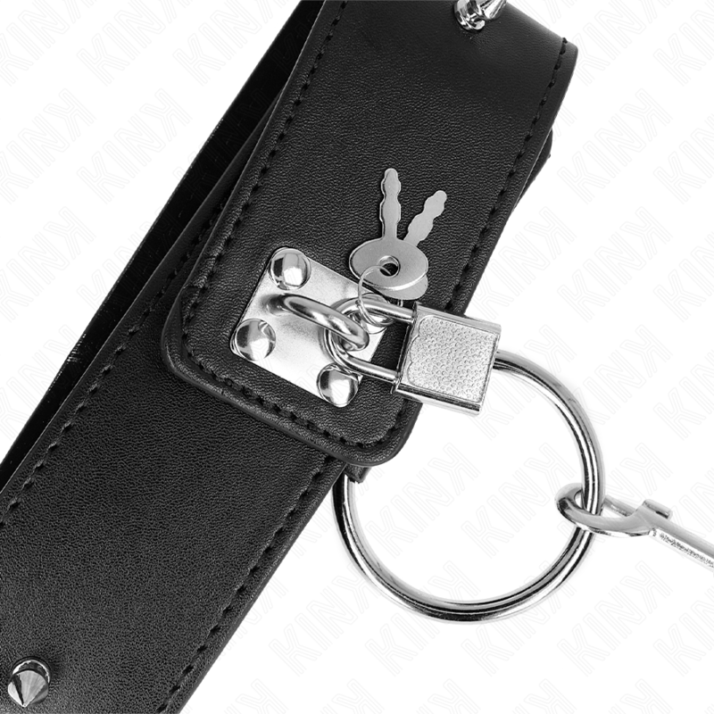 KINK - COLAR COM TRELA 65 CM COM TACHAS PRATEADAS MODELO 2 AJUSTÁVEL 36-43 CM X 5 CM