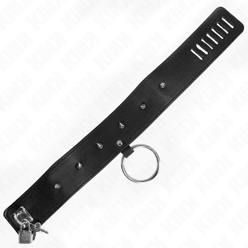 KINK - COLAR COM TRELA 65 CM COM TACHAS PRATEADAS MODELO 2 AJUSTÁVEL 36-43 CM X 5 CM