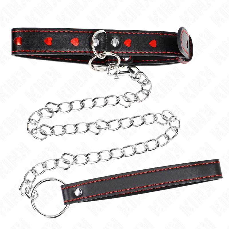 KINK - COLAR COM TRELA 65 CM DETALHES EM CORAÇÃO 52.5 X 2.5 CM