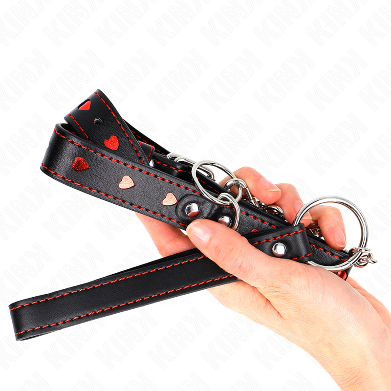 KINK - COLAR COM TRELA 65 CM DETALHES EM CORAÇÃO 52.5 X 2.5 CM