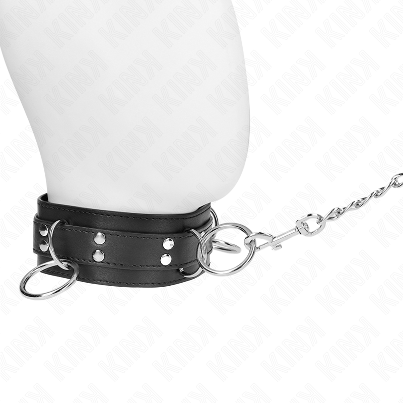 KINK - COLAR COM TRELA 80 CM ESCRAVIDÃO COM 3 ARGOLAS 53 X 5 CM