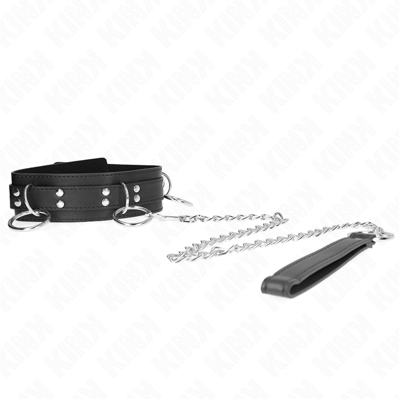 KINK - COLAR COM TRELA 80 CM ESCRAVIDÃO COM 3 ARGOLAS 53 X 5 CM