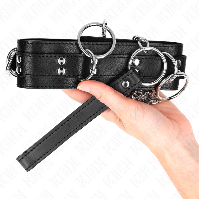 KINK - COLAR COM TRELA 80 CM ESCRAVIDÃO COM 3 ARGOLAS 53 X 5 CM