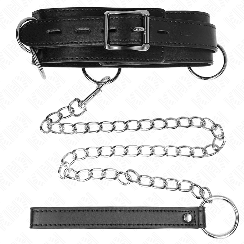 KINK - COLAR COM TRELA 80 CM ESCRAVIDÃO COM 3 ARGOLAS 53 X 5 CM