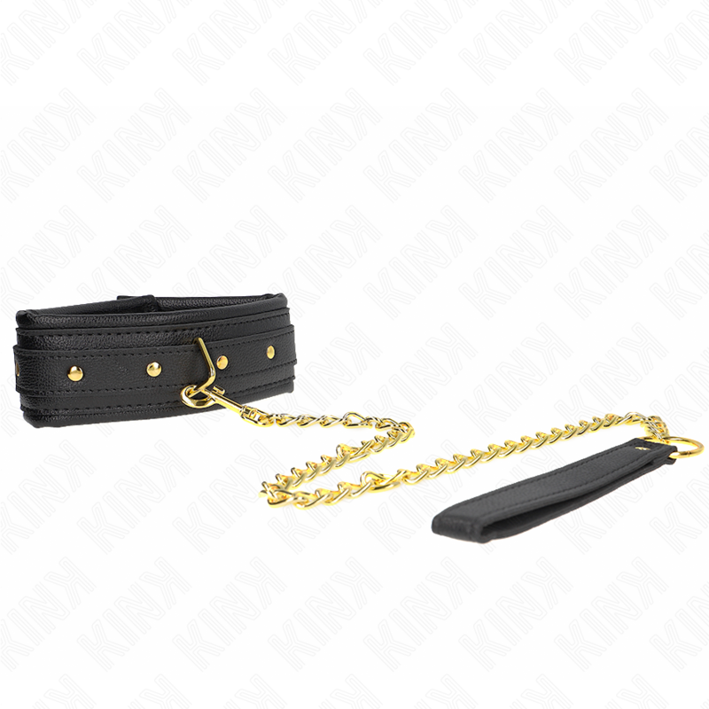 KINK - COLAR COM TRELA EM ESPONJA IMITAÇÃO DE COURO MODELO 1 AJUSTÁVEL 37-54 CM X 3 CM