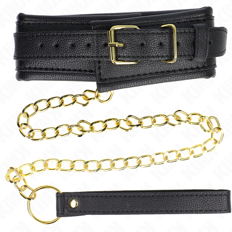 KINK - COLAR COM TRELA EM ESPONJA IMITAÇÃO DE COURO MODELO 1 AJUSTÁVEL 37-54 CM X 3 CM