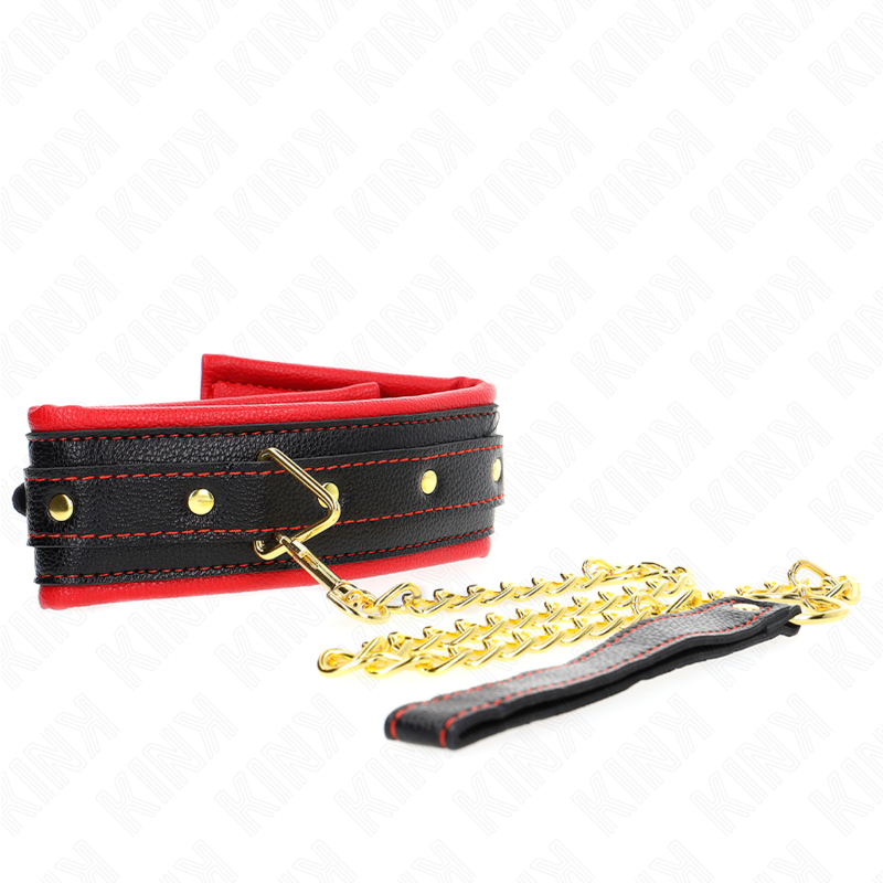 KINK - COLAR COM TRELA EM ESPONJA IMITAÇÃO DE COURO MODELO 2 AJUSTÁVEL 37-54 CM X 3 CM