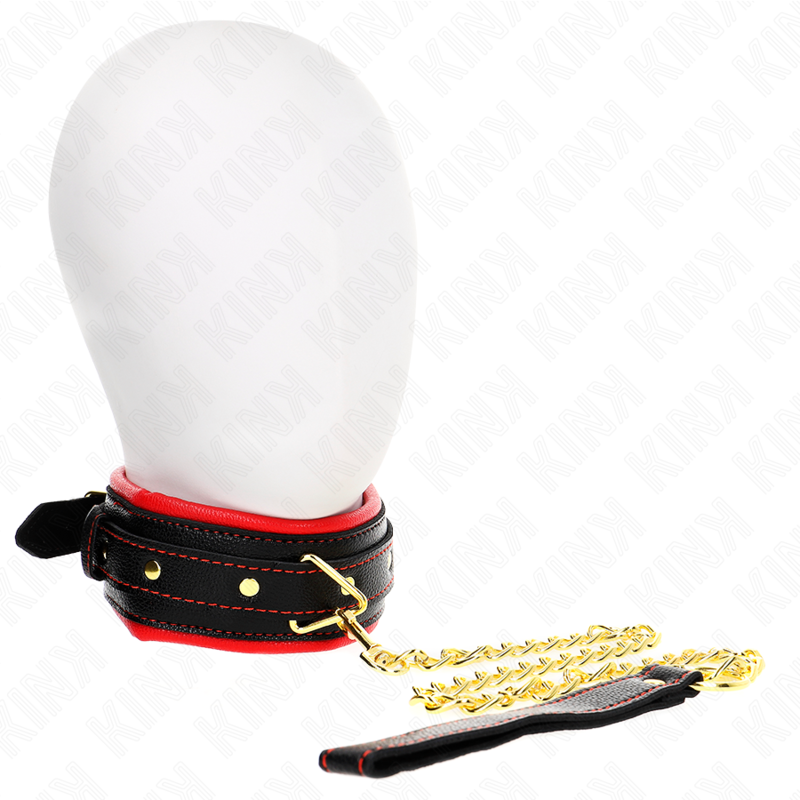 KINK - COLAR COM TRELA EM ESPONJA IMITAÇÃO DE COURO MODELO 2 AJUSTÁVEL 37-54 CM X 3 CM