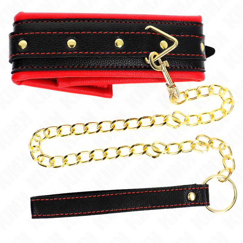 KINK - COLAR COM TRELA EM ESPONJA IMITAÇÃO DE COURO MODELO 2 AJUSTÁVEL 37-54 CM X 3 CM