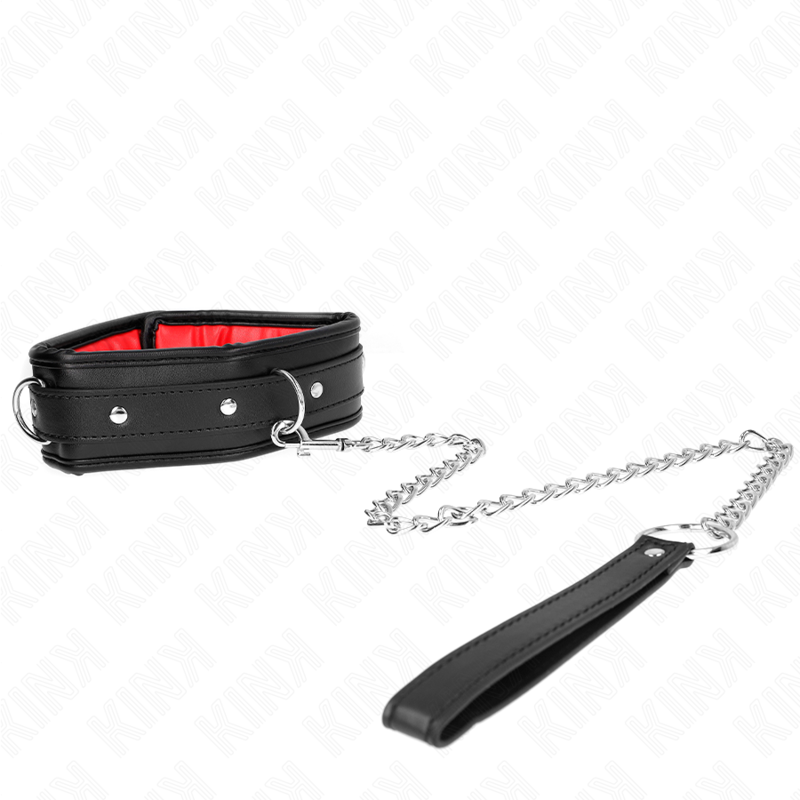 KINK - COLAR COM TRELA EM ESPONJA IMITAÇÃO DE COURO MODELO 3 AJUSTÁVEL 37-54 CM X 3 CM