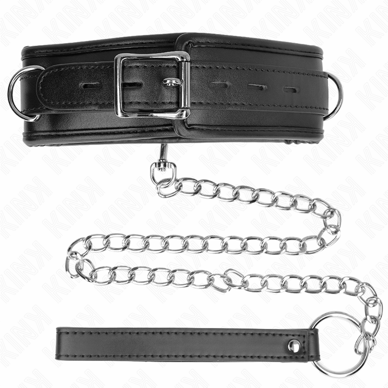 KINK - COLAR COM TRELA EM ESPONJA IMITAÇÃO DE COURO MODELO 3 AJUSTÁVEL 37-54 CM X 3 CM