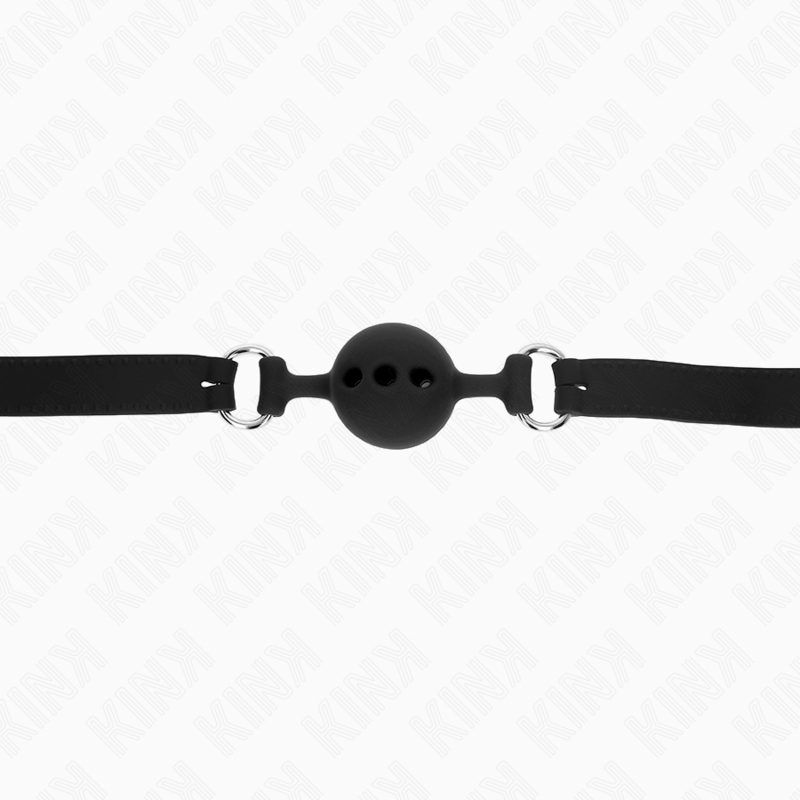 KINK - MORDAÇA 55 X 2 CM COM BOLA 4 CM EM SILICONE TAMANHO S PRETA AJUSTÁVEL 35-51 CM