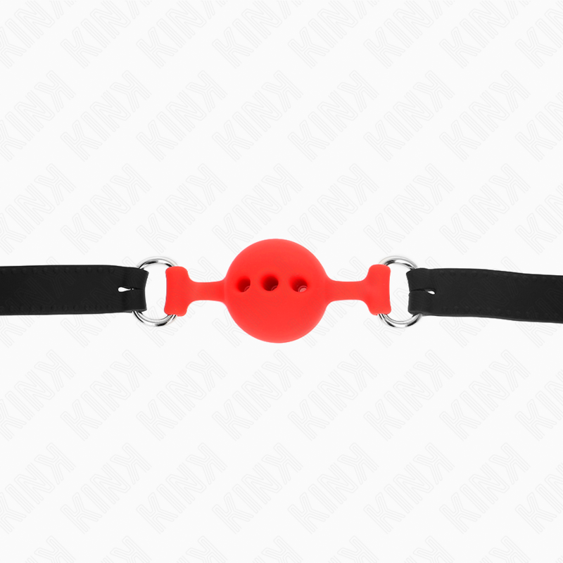 KINK - MORDAÇA 55 X 2 CM COM BOLA 4 CM EM SILICONE TAMANHO S VERMELHA AJUSTÁVEL 35-51 CM