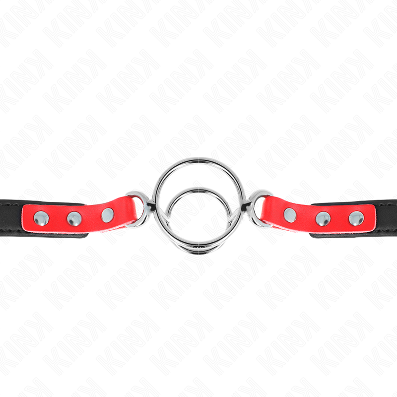 KINK - MORDAÇA COM MÚLTIPLAS JUNTAS TÓRICAS 4 / 4.8 CM VERMELHA AJUSTÁVEL 38 X 56 CM