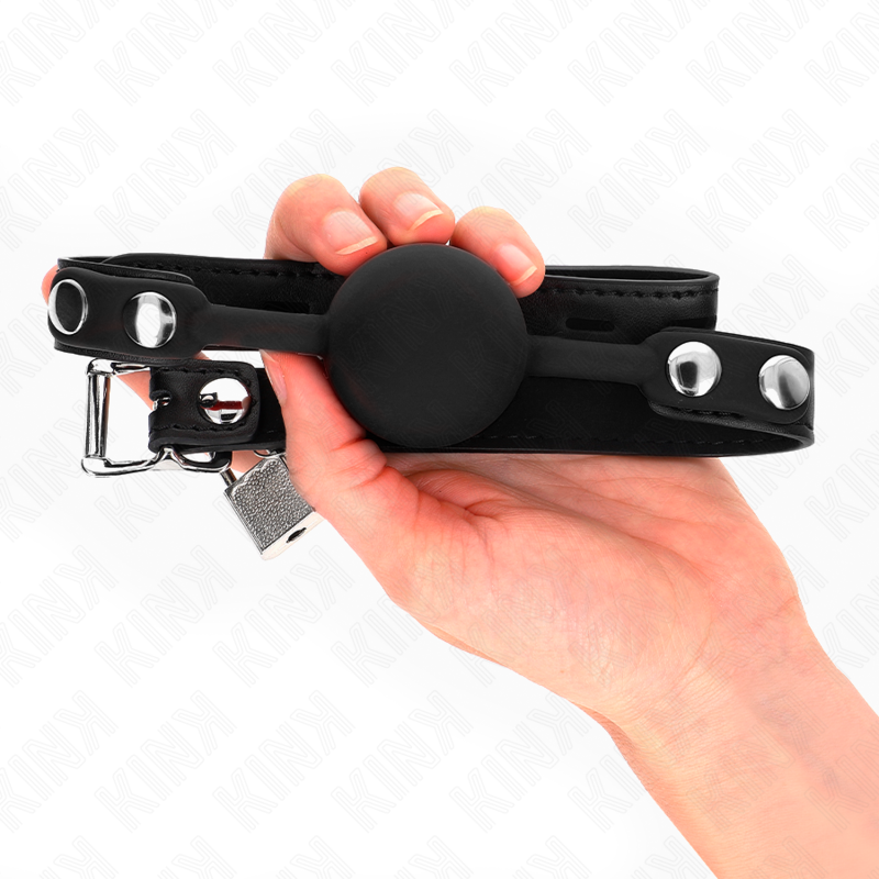 KINK - MORDAÇA COM BOLA 4 CM EM SILICONE MODELO 1 COM CADEADO 60 x 2 CM