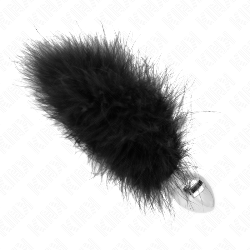 KINK - PLUG ANAL EM AÇO INOXIDÁVEL 11 X 7 CM COM PLUMA 11 CM