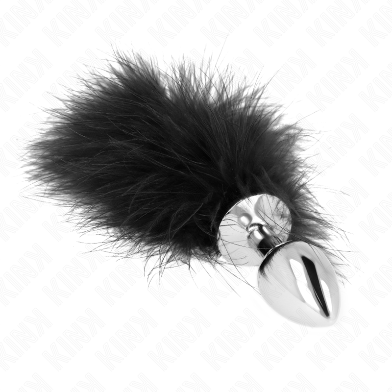 KINK - PLUG ANAL EM AÇO INOXIDÁVEL 11 X 7 CM COM PLUMA 11 CM