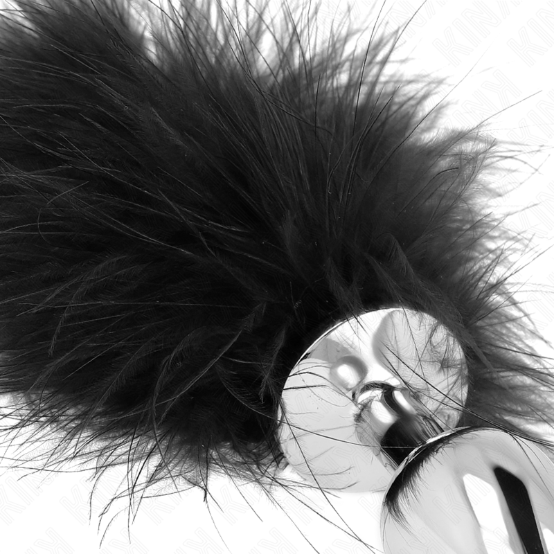 KINK - PLUG ANAL EM AÇO INOXIDÁVEL 11 X 7 CM COM PLUMA 11 CM