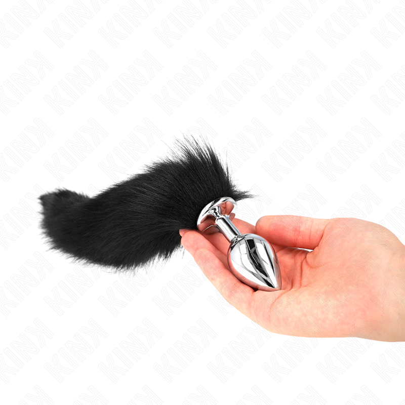 KINK - PLUG ANAL TAM. M 8 X 3.5 CM COM CAUDA SINTÉTICA 40 CM PRETA