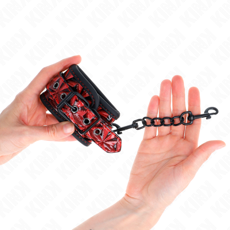 KINK - ALGEMAS COM PADRÃO DE DIAMANTES VERMELHO ESCURO AJUSTÁVEL 17-26 CM X 5.5 CM