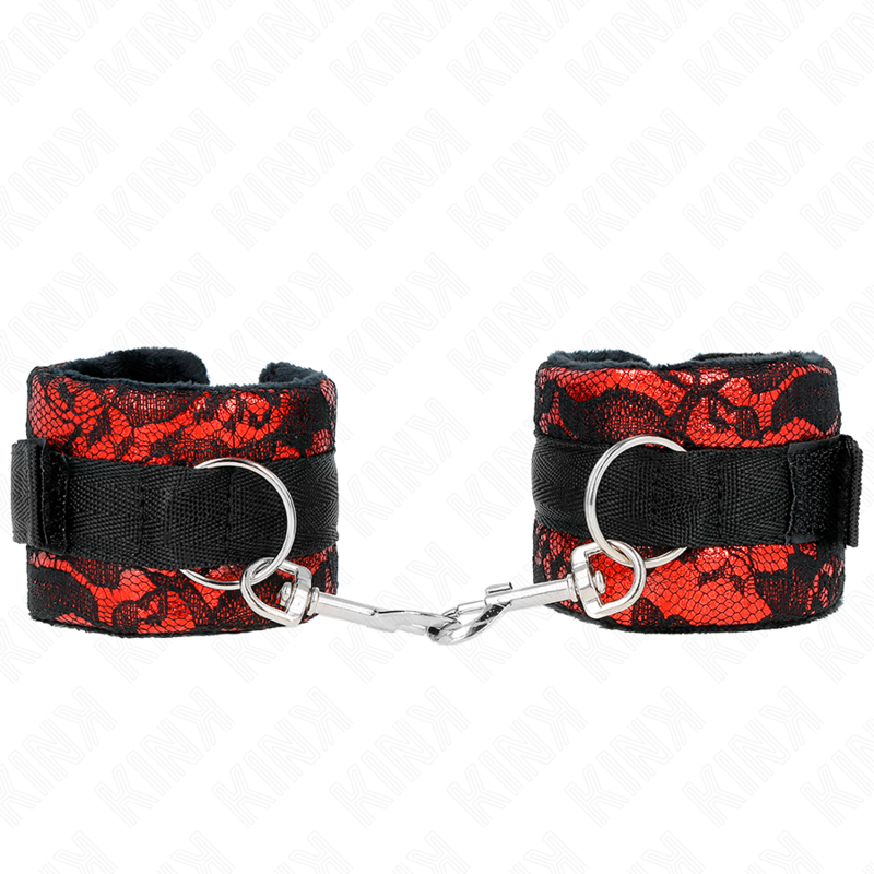 KINK - ALGEMAS CURTAS DE RENDA DE VELUDO COM UNIFICAÇÃO EM NYLON VERMELHO/PRETO 23 X 6.5 CM