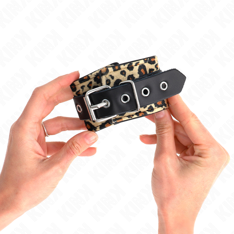 KINK - ALGEMAS EM COURO ESTILO LEOPARDO AJUSTÁVEL 18-29 CM X 5.5 CM