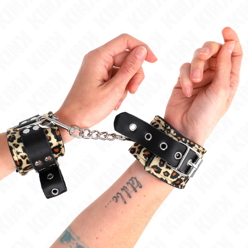 KINK - ALGEMAS EM COURO ESTILO LEOPARDO AJUSTÁVEL 18-29 CM X 5.5 CM