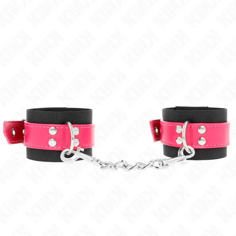 KINK - ALGEMAS EM NYLON PRETO COM CORREIA EM POLIPELE FUCSIA AJUSTÁVEL 19-29 CM X 5.1 CM