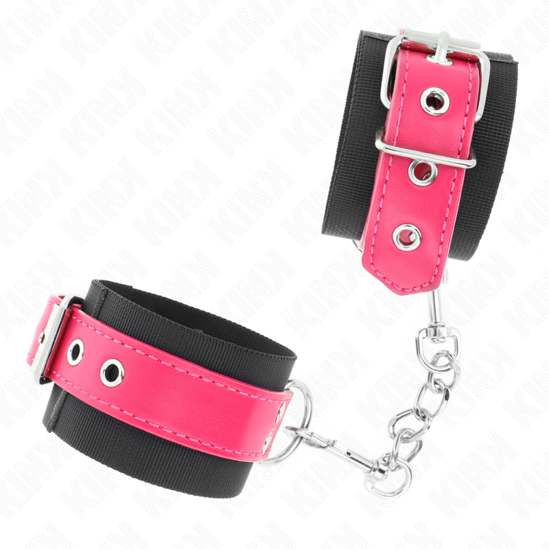 KINK - ALGEMAS EM NYLON PRETO COM CORREIA EM POLIPELE FUCSIA AJUSTÁVEL 19-29 CM X 5.1 CM