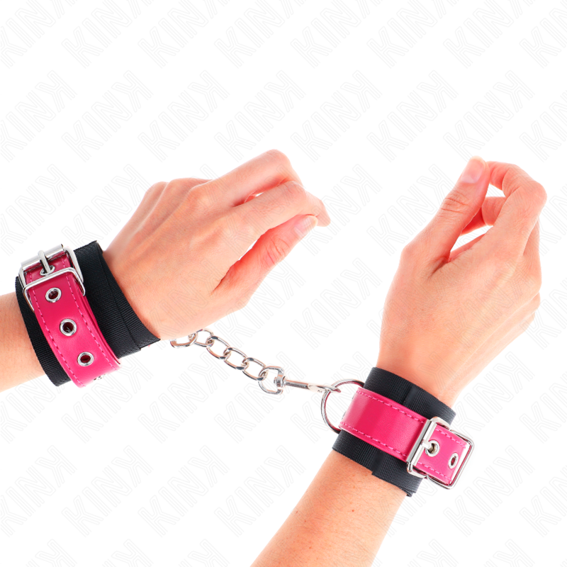 KINK - ALGEMAS EM NYLON PRETO COM CORREIA EM POLIPELE FUCSIA AJUSTÁVEL 19-29 CM X 5.1 CM