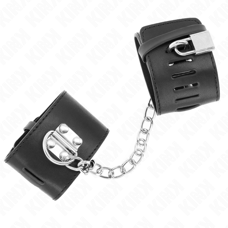 KINK - ALGEMAS FIXAS COM CORRENTE 30 CM E FECHO COM CADEADO PRETAS AJUSTÁVEL 16-23 CM X 5.5 CM