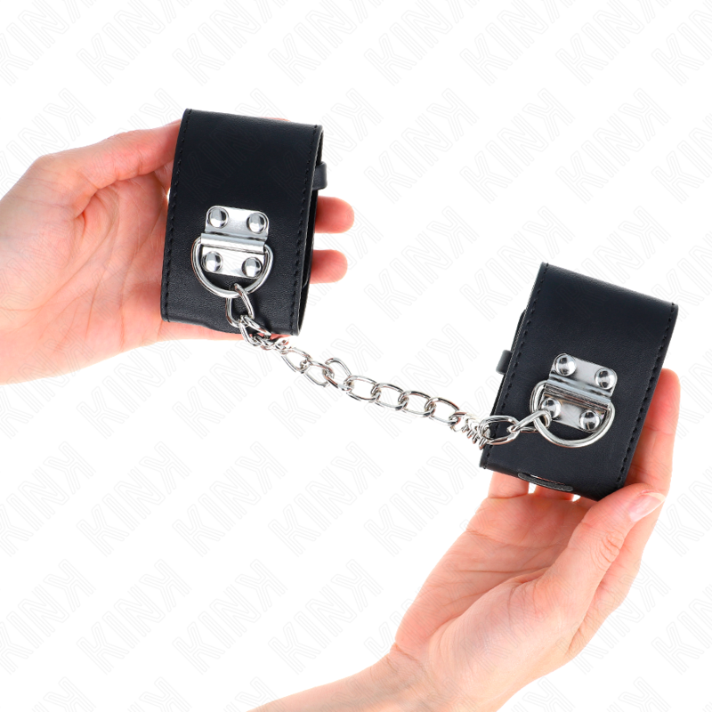KINK - ALGEMAS FIXAS COM CORRENTE 30 CM E FECHO COM CADEADO PRETAS AJUSTÁVEL 16-23 CM X 5.5 CM