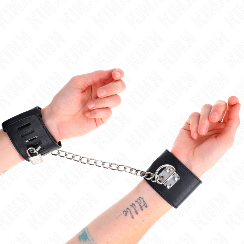 KINK - ALGEMAS FIXAS COM CORRENTE 30 CM E FECHO COM CADEADO PRETAS AJUSTÁVEL 16-23 CM X 5.5 CM