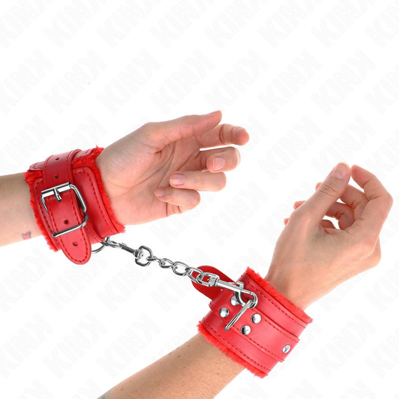 KINK - ALGEMAS FORRADAS VERMELHAS COM CORREIA VERMELHA AJUSTÁVEL 20-29 CM X 5.5 CM