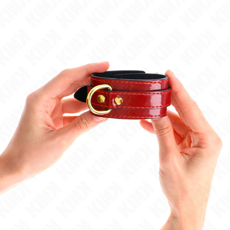 KINK - ALGEMAS DE PULSO JOANNA ANGEL VERMELHO AJUSTÁVEL COM CORRENTE DOURADA 16.5-26 CM X 4 CM