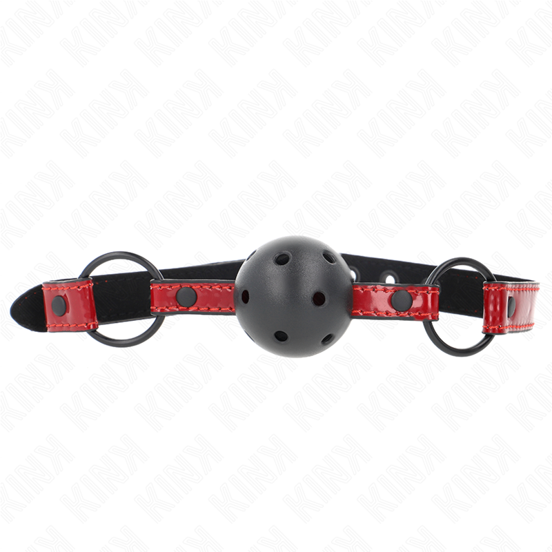 KINK - MORDAÇA DE BOLA 4.5 CM EM POLIPELE BRILHANTE 63.5 X 2 CM AJUSTÁVEL 41-59 CM